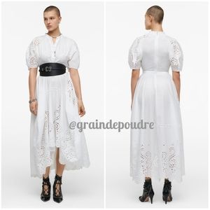 Rare! Zara Limited Edition Cotton Poplin Embroidered Eyelet Lace Hi Lo Dress L